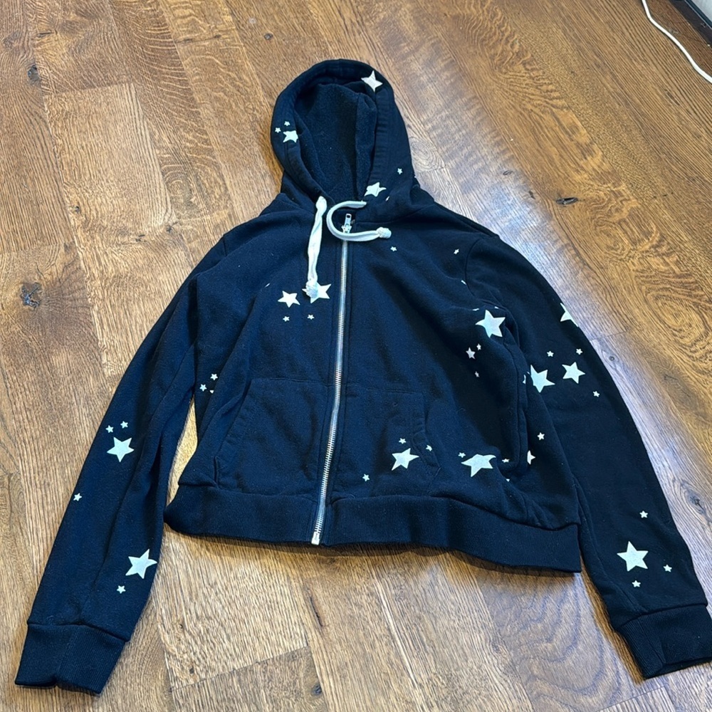 Katie J NYC Girls Juniors Hoodie Black and White Size Large